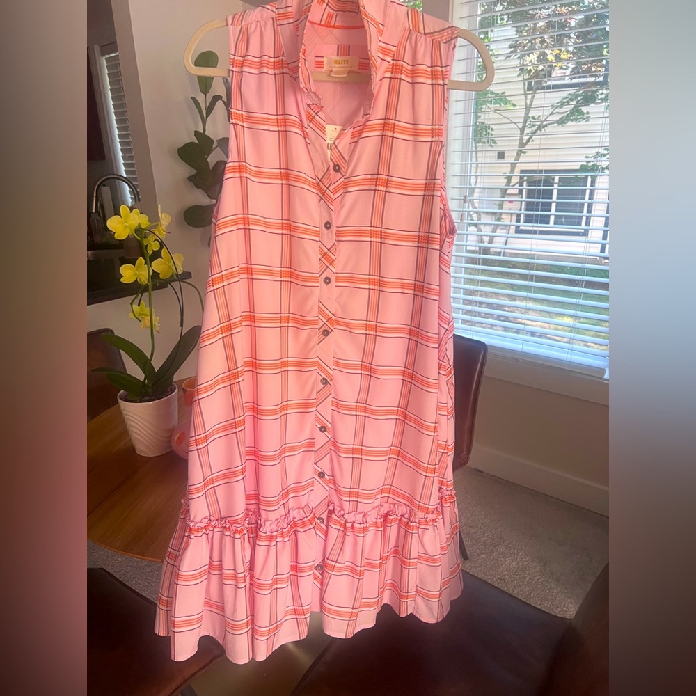 Anthropologie Pink Plaid Mini Dress